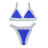 AIBEARTY Women's Hand Crochet Knitted Two Piece Bikini Swimsuit Set Sexy Bohemian Tranigle Bathing Suit Swimwear
