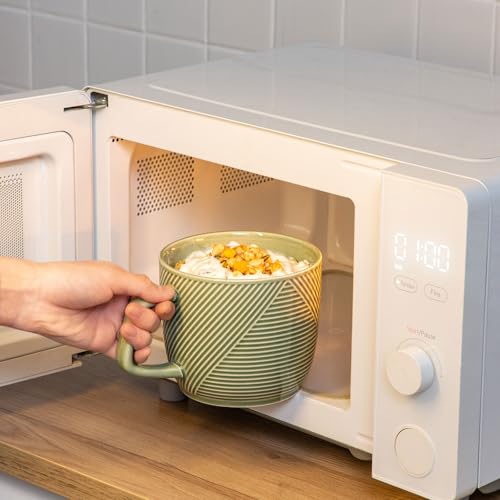 Taza de cerámica extra grande de 32 oz con asa verde miniatura 5