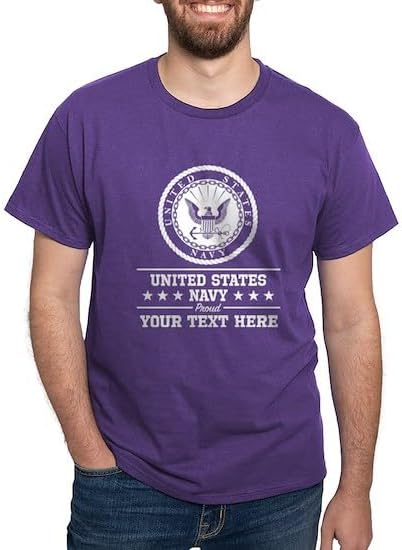 CafePress Custom Personalized U.S. Navy Proud Personalized Dark T Shirt Men's 100% Cotton, Classic Graphic White T-Shirt