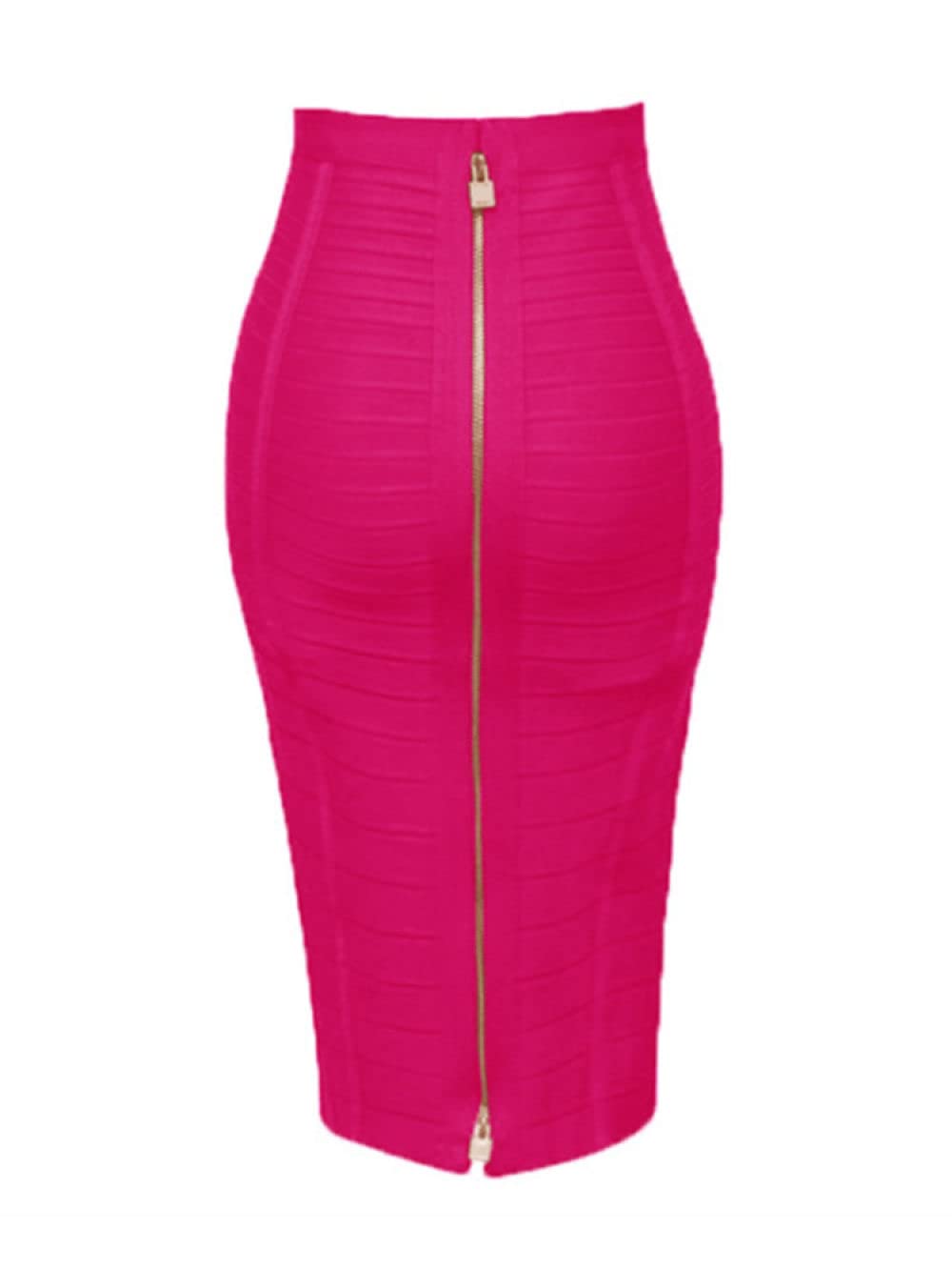 Gonne da Donna,Gonna Longuette da Donna Rosa Rossa in Maglia A Vita Alta Elastica Aderente Gonna A Tubino con Cerniera Moda Increspata al Ginocchio Gonne Lunghe per Ragazze Signore,S