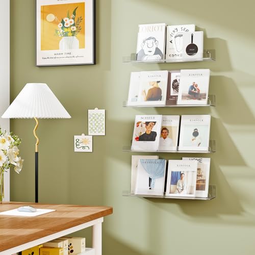 Image of Dooiclear 2 Pack Floating Shelves for Wall, 15 inch Clear Floating Wall Shelf