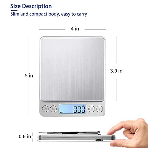 Food Kitchen Scale With Tray 0.1G Digital Kitchen Scale For Food Accuracy 500G Capacity - Digital Scale With Tray For Powder, Cooking, Coffee, Baking Scale, With Lcd/Tare Function And Tray #TOP7