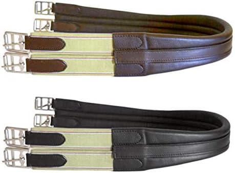 SIE EQUESTRIAN Contoured English Chafeless Girth Black Brown 46" / 48" / 50" / 52" / 54"/ 56" (Brown, 56")
