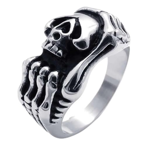 Bague biker squelette en acier cadeau idéal pour homme style motard rock