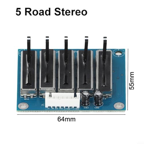 Placa de ecualizador de audio de 5 vías con fuente de alimentación dual para ajuste de sonido en escenario, módulo PCB azul miniatura 4