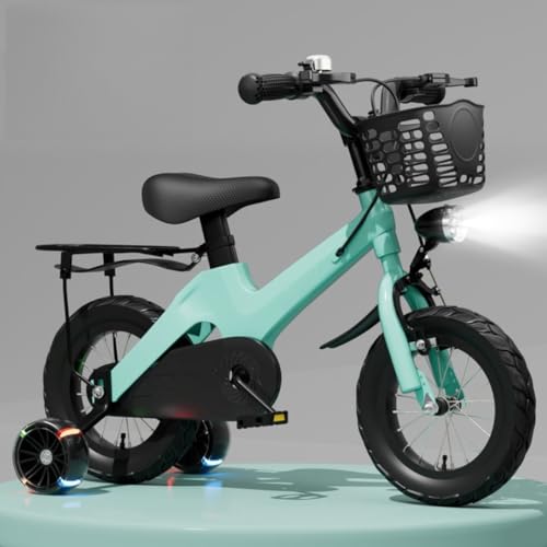 VGVG 子供用自転車 補助輪付き 12/14/16/18インチ 2-12歳 男の子 女の子 高さ調節可能 キッズバイク 誕生日プレゼント バランス感覚養成 高炭素鋼素材 安全で耐久性があり子供自転車LEDライペダルとハンドブレーキ付き (16インチ(11
