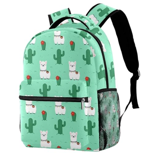 Sac à dos d'école pour adolescentes filles motif lama multicolore 40cm