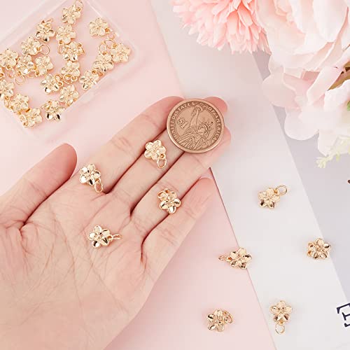 Beebeecraft 1 Box 40Pcs Flower Charm 925 Sterling Silver Plated Peach Blossom Dangle Charm Pendants with Jump Rings for DIY Jewellery Making (10.5x12x3.5mm) - Image 3