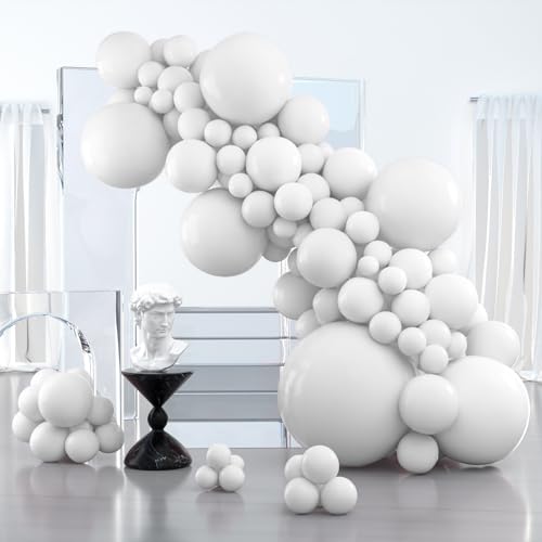 Image of PartyWoo Yellow Orange Balloon Garland 100 pcs 36 18 12 10 5 Inch and White Balloons 100 pcs 36 18 12 10 5 Inch