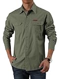 onsoyours camicia safari da uomo vintage outdoor camicia cargo a maniche lunghe da uomo camicia casual a manica lunga per escursioni lavoro campeggio camicie cargo retro a army green xl