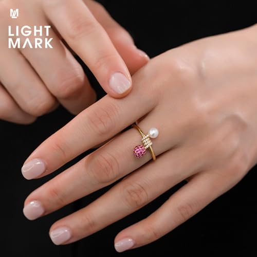 Freshwater Pearl Ring With Zircon Stone, S925 Silver Natural Freshwater Adjustable Open Circle Pearl Ring Bridesmaid Wedding Bride Handmade Jewelry Gifts for Women Everyday Wear3