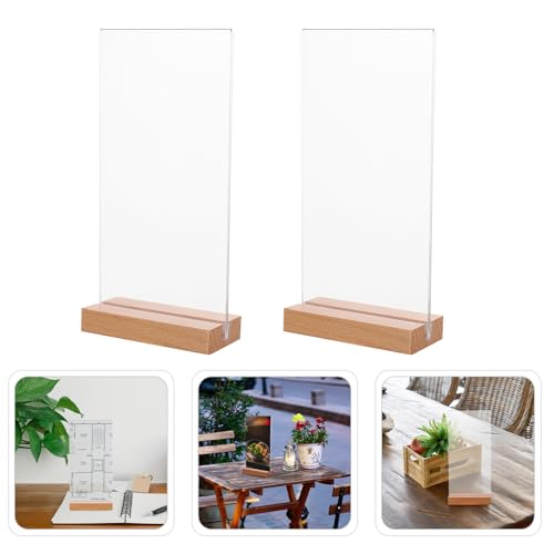 Support menu acrylique stable pour éviter les chutes sur table de café, base bois - 8
