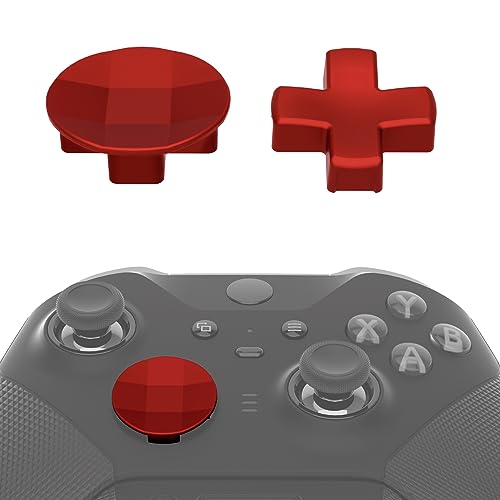 Image of eXtremeRate 2Pcs Metallic Scarlet Red Magnetic Stainless Steel D-Pads for Xbox Elite 1 /2 Controller, Replacement Directional Pad Button Kits for Xbox One Elite & Xbox One Elite Series 2 Controller