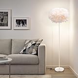 YLTLINK Feather Floor Lamp,Floor Lamps for Living Room,Home Office Bedroom Decor,Floorlamp with White Lampshade,Modern Tall Standing Lamp for Dinningroom,Behind Couch,Girls'room,Corner