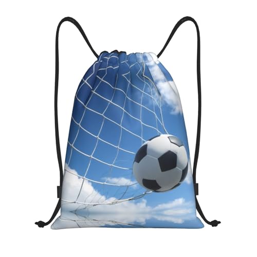 Soccer (1) Lightweight Drawstring Duffel Bag â€“ Water-Resistant Polyester Travel & Gym Bag With Adjustable Shoulder Strap
