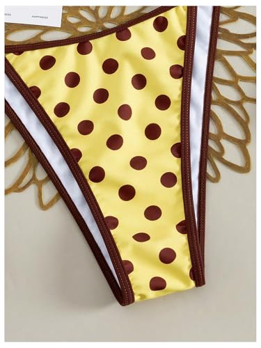 Image of WDIRARA Women's Polka Dots 2 Piece Swimsuit Halter Triangle String Bikini Set Tie Side Bathing Suit