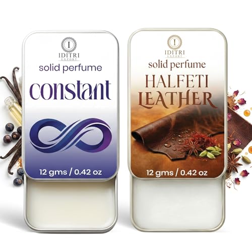Image of Solid Perfume |Constant&Halfeti leather Alcohol Free Wax Perfume Balm, Long Lasting | Pocket Tin 12g, Pack Of 2| Non Greasy Smooth Glide, Travel Friendly Unisex Gifts He Or Her