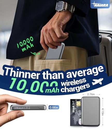 Image of Portable Charger for Magsafe Power Bank - 10000mAh Magnetic Phone Charger, USB-C 20W PD Fast Charging, Slim Wireless Battery Pack for iPhone 17 /16 /15 /14 /13 Series,for Travel Cruise Essentials-Smoke