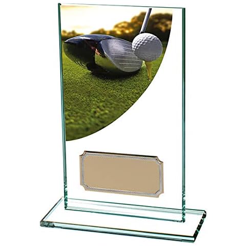 Colour Curve Golf Glass Trophy,Award,140mm,Free Engraving (CR4861A) TRD Cover
