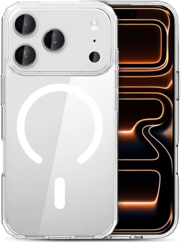 Image of Magnetic Case for iPhone 17 Pro Compatible with MagSafe, Shockproof Phone Bumper Cover, Anti-Scratch Clear Back (Clear)