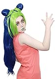 C-ZOFEK Women's Anime Halloween Long Cosplay Wig with Green Braided Buns (Blue)