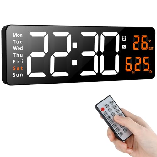 Koolertron Digital Wall Clock, 16.2" Large Display LED Digital Clock with Remote Control