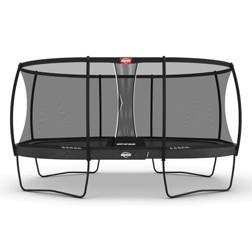 BERG Grand Champion Regular Trampolin oval 520 x 345 cm grau | Gartentrampolin mit Sicherheitsnetz Deluxe | Airflow Pro Sprungtuch und TwinSpring Federn | für Kinder und Erwachsene geeignet