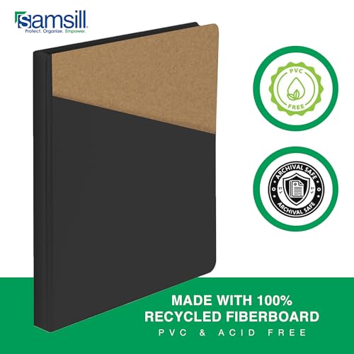 Image of Samsill Durable 0.5 Inch Binder, D Ring Binder, Customizable Clear View Cover, Charcoal Black, Holds 125 Pages