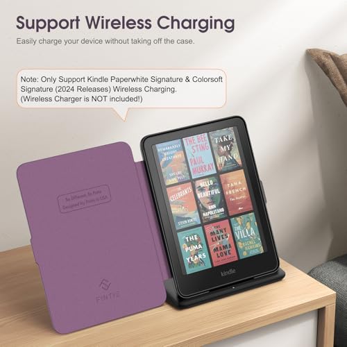 Image of Fintie Case for 7 inch All-New Kindle Paperwhite (12th Generation, 2024) and Kindle Colorsoft Signature Edition - Slim Lightweight Shell PU Leather Protective Cover with Auto Sleep /Wake, Purple