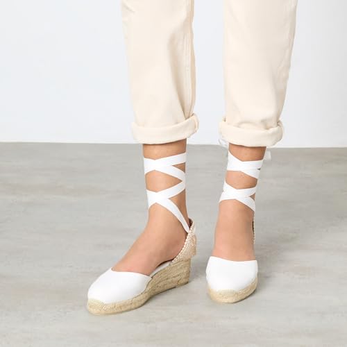 Image of ICONIC CARINA ESPADRILLE HEEL WHITE WEDGE WOMAN