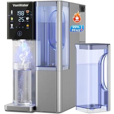 VonWater CT910GH 3S Instant Hot Reverse Osmosis Water Filter Countertop RO System with 2 Pitchers, NSF/ANSI 372,42,58, 5 Volume & 5 Temp Settings, 3:1 Pure to Drain, 7-Stage Filtration - Bundle