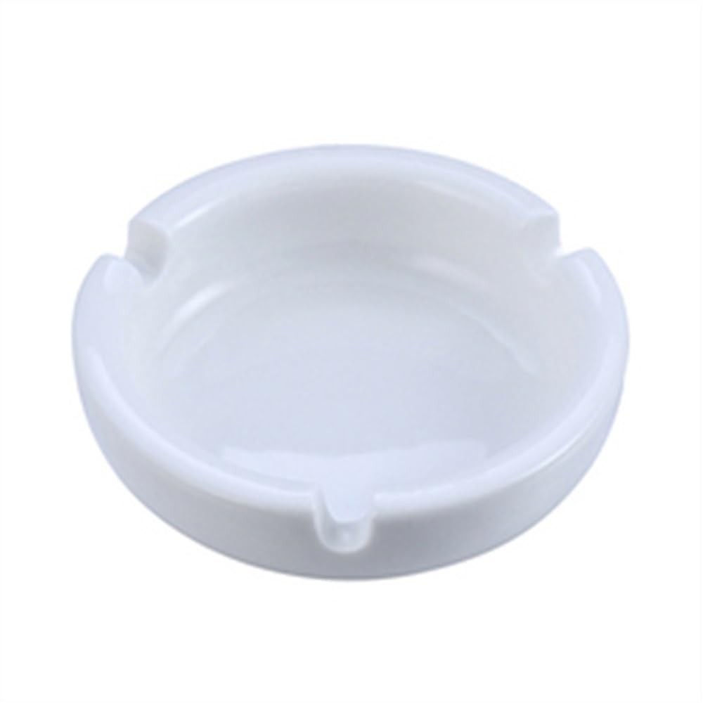 Smoking Accessories Household Thick Circular Ceramic White Ashtray Commercial Hotel Bar Bedroom Living Ashtrays(Large)