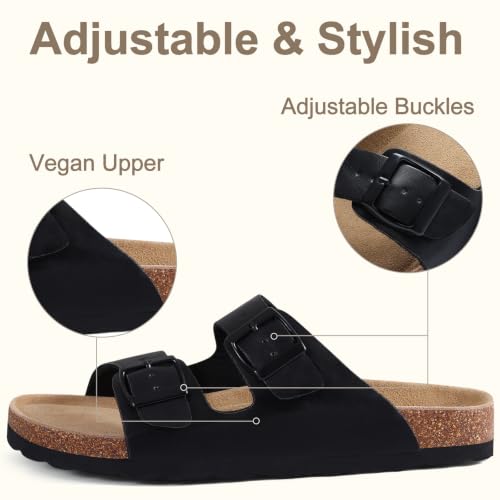 Image of KIDMI Women's Cork Footbed Casual Summer Sandals with Mild Arch Support