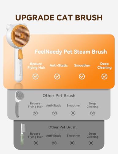 Image of Pet Steam Brush for Dogs & Cats, Brushes for Indoor Cats with Release Button, Undercoat Removal Grooming brush, Dual Spray USB Rechargeable, Dog Brush for Shedding for All Long- and Short-haired Pets