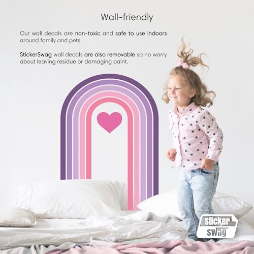 Vinilo Decorativo Corazones Arcoíris Rosa y Púrpura miniatura 3