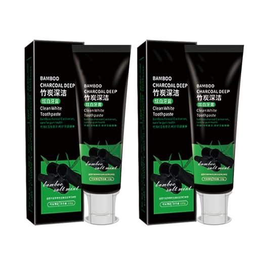 2Pc Dentifricio Al Carbone Attivo,Dentifricio Bianco Pulito Al Carbone Attivo,Teeth Whitening Toothpaste,Dentifricio Profondo A Carbone Di Bambù,Rimozione Delle Macchie Dei Denti e Alito Rinfrescante