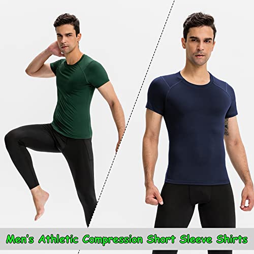 Men's Cool Dry Short Sleeve Compression Shirts Athletic Workout Shirt Sports Baselayer T-Shirts Tops 3 Pack #TOP6
