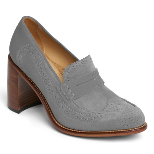 MOOMMO Women Chunky Block High Heel Loafer Pumps Round Closed Toe Slip On Oxford Shoes 3 Inch Heels Patent Leather Work Pumps Office Ladies Wingtip Dress Loafers Formal Business Party Retro 4-11 M US2