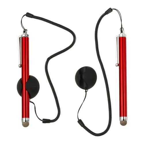 Stylet capacitif rouge avec cordon à ressort pour GPS et écran tactile de voiture Lot de 2