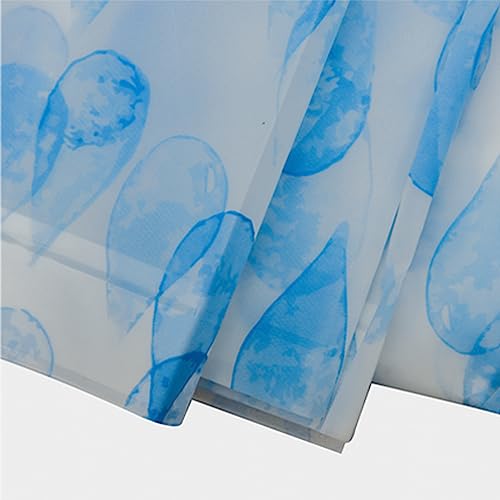 Image of Kuber Industries Shower Curtain | Water Drop Design Peva Curtain for Bathroom | Shower Curtain for Bathroom | Bathroom Shower Curtain with Hooks | 6 Feet | Blue