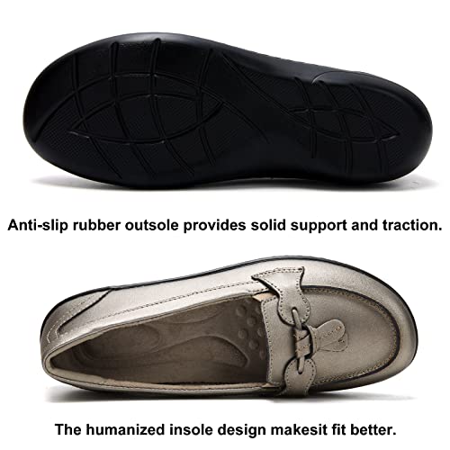 Image of Maichal Loafers for Women Slip On Comfort Leather Tassel Dress Shoes