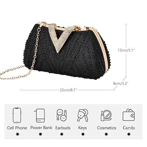 Image of SH Clutch Purse Rhinestone Clutch Purses for Women Glitter Prom Purse