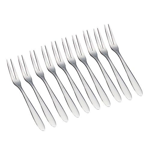 UKCOCO 10piezas Tenedores de Cóctel de Acero Inoxidable Tenedores para Tartas de Frutas y Postres Palillos de Fruta Reutilizables para Cocina y Meriendas