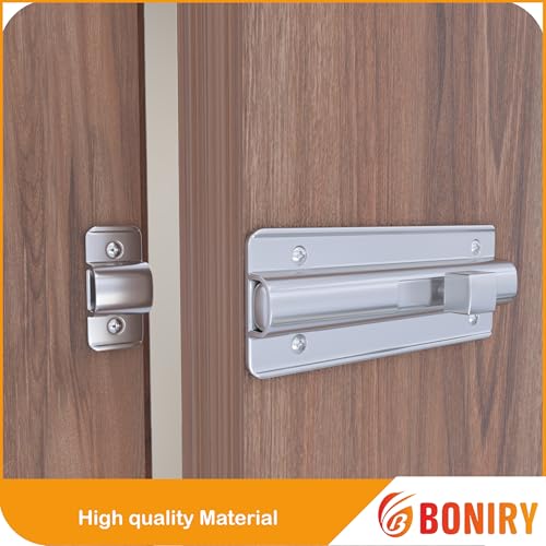Image of Boniry Premium Heavy Duty Door Latch | Door Stopper Lock | Main Door High Security and Home and Office Doors for Wooden and PVC Door Latch (1, Silver)