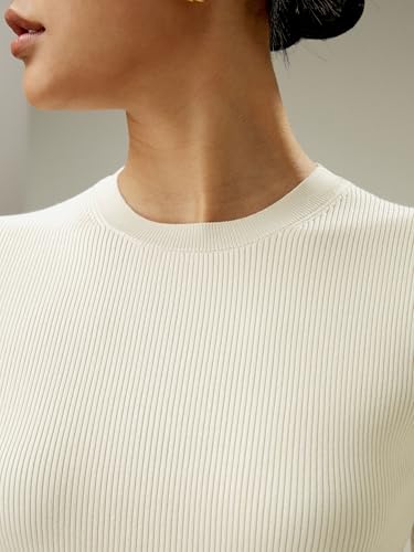 LilySilk 100% Silk Knit Sweater Women's Short Sleeve Crewneck Silk T Shirt Slim Fit Ladies Pullover Soft3