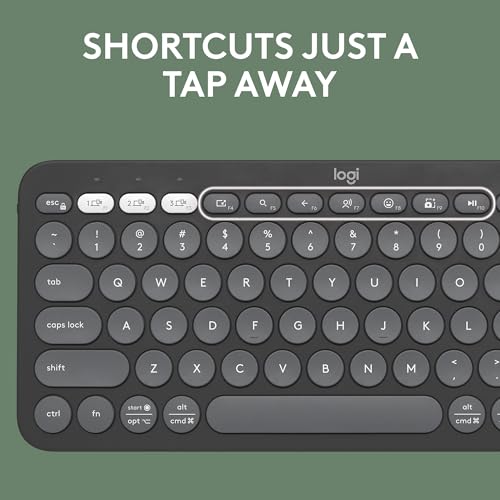 Logitech Pebble Keys 2 K380s, Multi-Device Bluetooth Wireless Keyboard with Customisable Shortcuts,Slim and Portable,Easy-Switch for Windows/macOS/iPadOS/Android/Chrome OS, QWERTY UK Layout, Graphite - Image 5