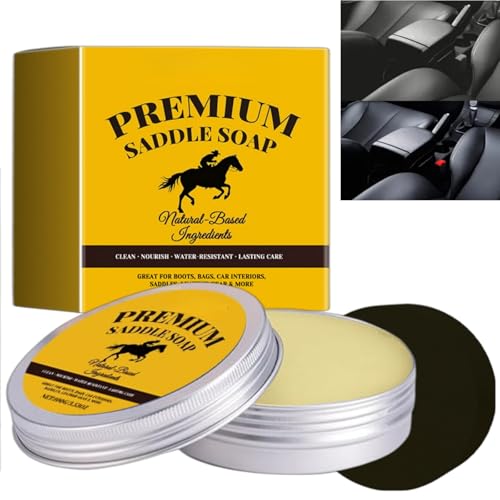 100g Saddle Soap for Leather Sofa&Boots Leather Saddle Cleaner&Handbag Cleaner Fast Effective Leather Soap Cleans Polishes Waterproofs&Long-Term Protection Leather Balm Maintenance Repair Cream