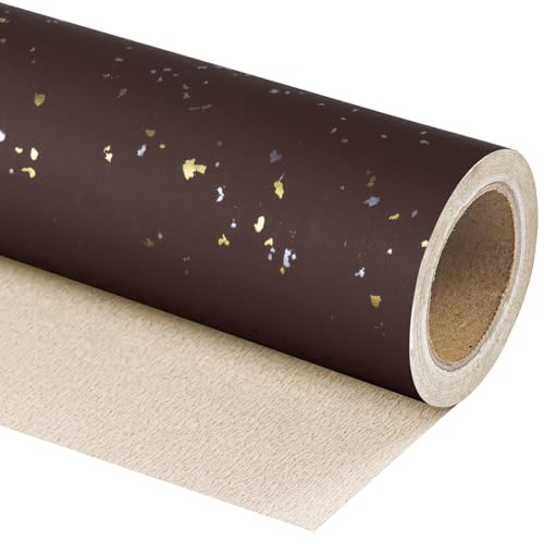 RUSPEPA Schokoladenbraun Geschenkpapierrolle – Minirolle – 43,2 cm x 5 m – Schokoladenbraunes GoldDesign mit seidiger Haptik, perfekt für Geburtstage, Feiertage, Hochzeiten, Babypartys
