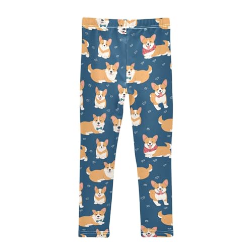 Cute Cartoon Girls' Leggings Toddler Doodles Corgi Dog Kids Yoga Pants Dance Active Tights 4T2