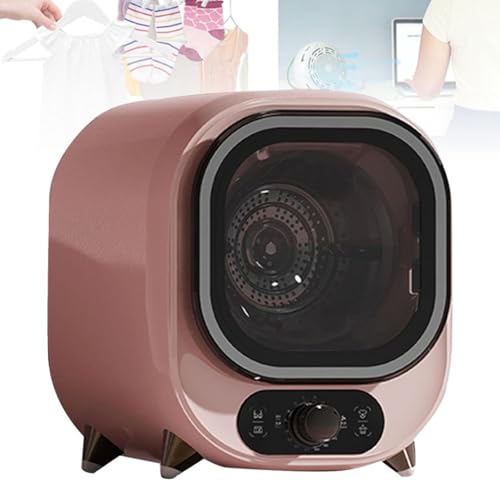 Oiyekntd Secadora de condensación portátil, Secado 3D con Aire Caliente y frío de 0 a 200 Minutos, Capacidad de 5 kg, ventilación, silenciosa (35 dB), Ideal para encimera o Pared Pink